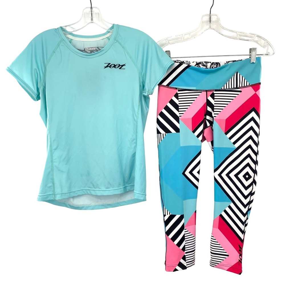 Zoot LTD Cali 19 Athletic T-Shirt and Capri Leggings Set Running Size Medium